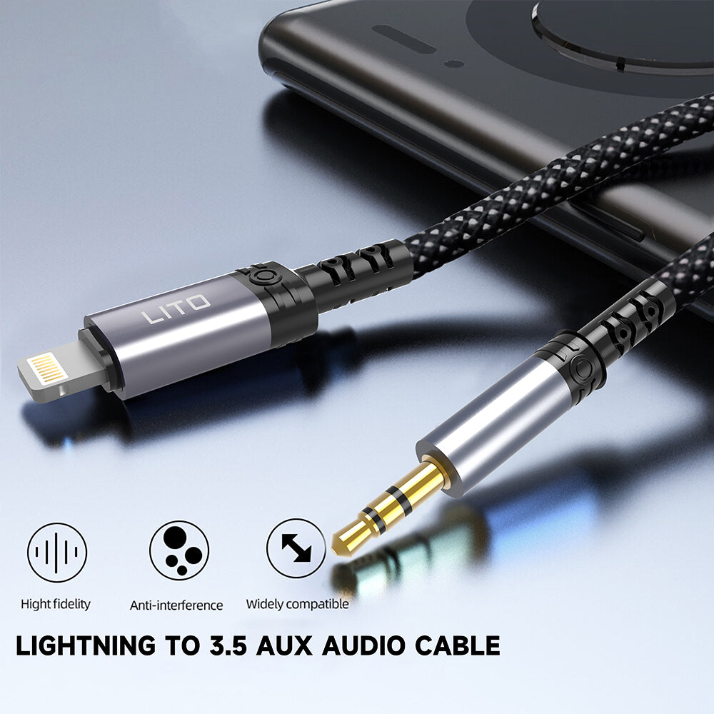 Cable Audio Lightning - 3.5mm Lito LA01L, 1m, Negro