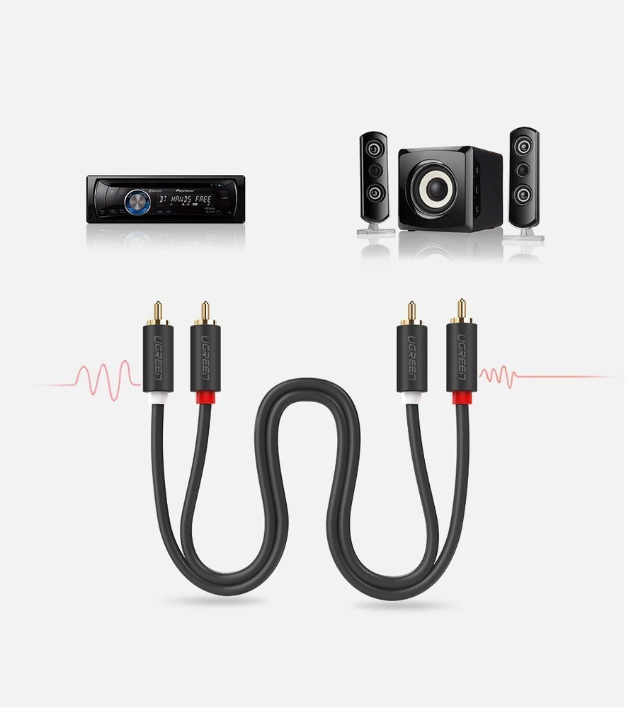 Cable Audio UGREEN AV104, 2 x RCA - 2 x RCA, 2m, Negro