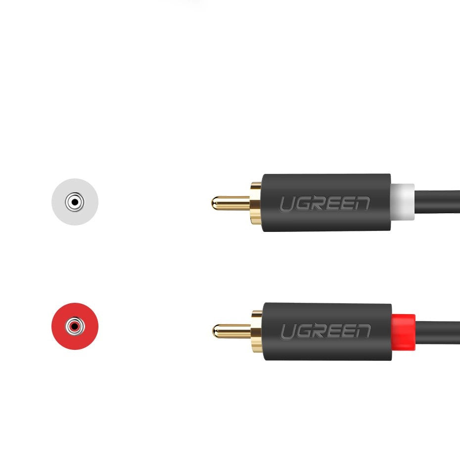Cable Audio UGREEN AV104, 2 x RCA - 2 x RCA, 2m, Negro