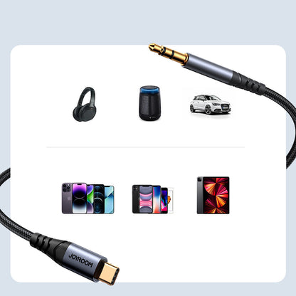 Cable de Audio USB-C - 3.5mm Joyroom SY-A07, 1.2m, Negro