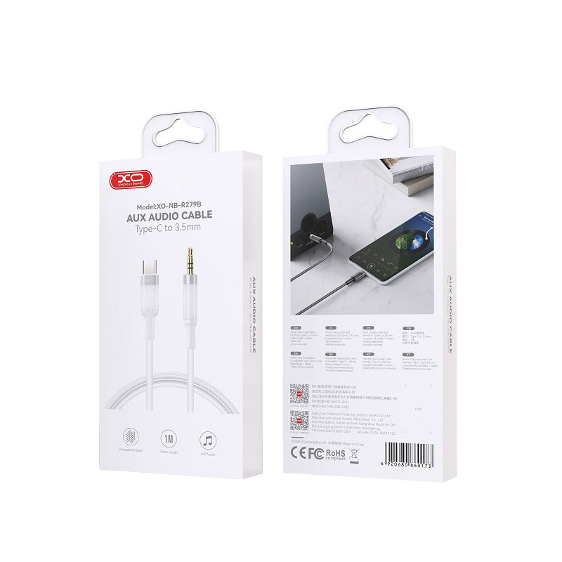Cable de Audio USB-C - 3.5mm XO Design NB-R279B, 1m, Blanco