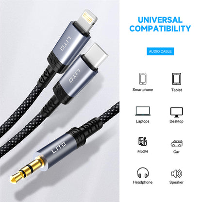Cable de Audio USB-C - 3.5mm Lito LA01T, 1m, Negro