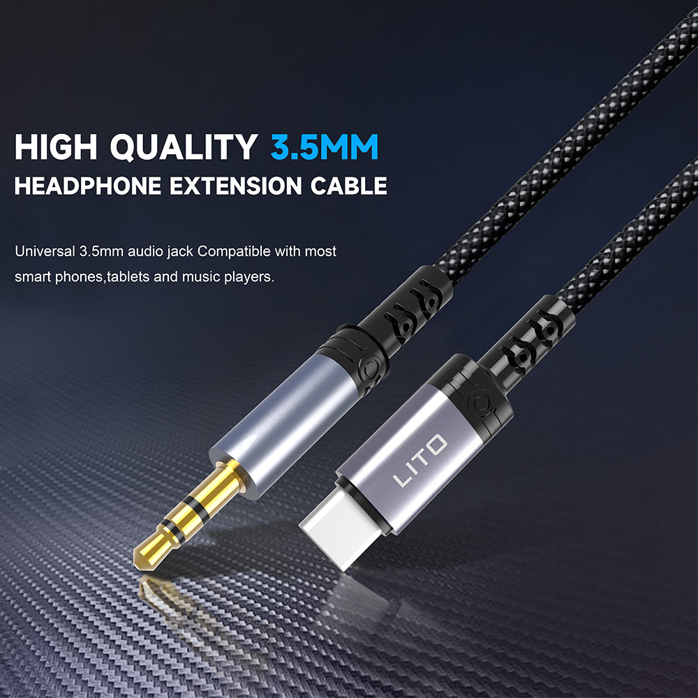 Cable de Audio USB-C - 3.5mm Lito LA01T, 1m, Negro