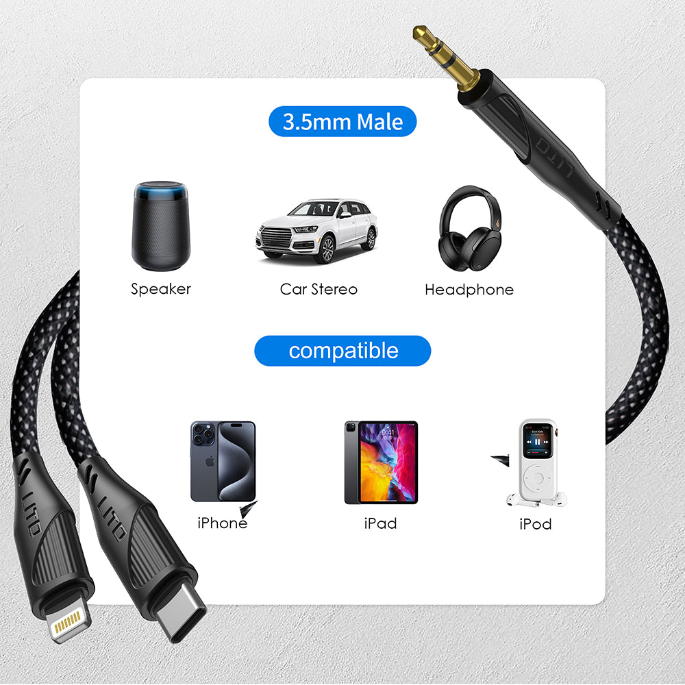 Cable Audio USB-C - 3.5mm Lito LA02, 1m, Negro