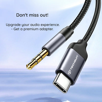 Cable de Audio USB-C - 3.5mm Techsuit AC11 FuseXound, 0.5m, Gris