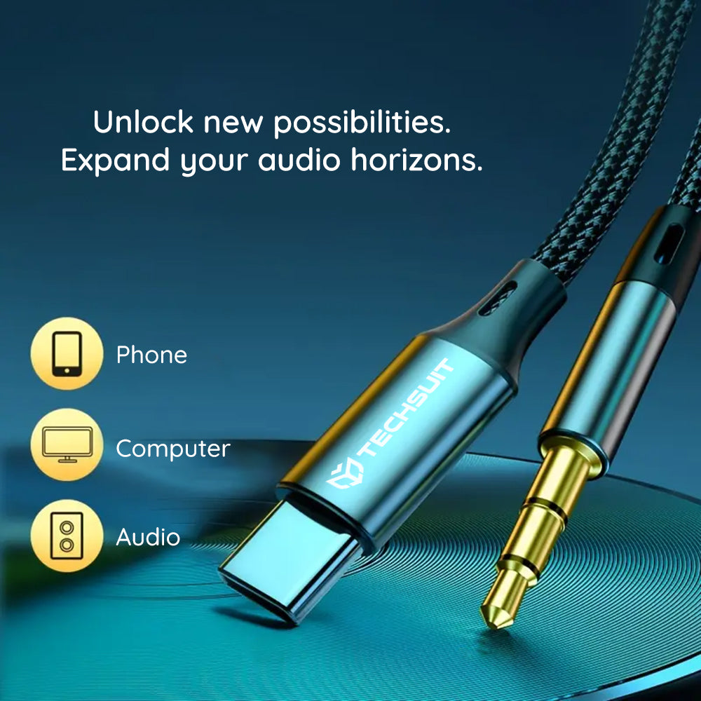 Cable de Audio USB-C - 3.5mm Techsuit AC11 FuseXound, 0.5m, Gris