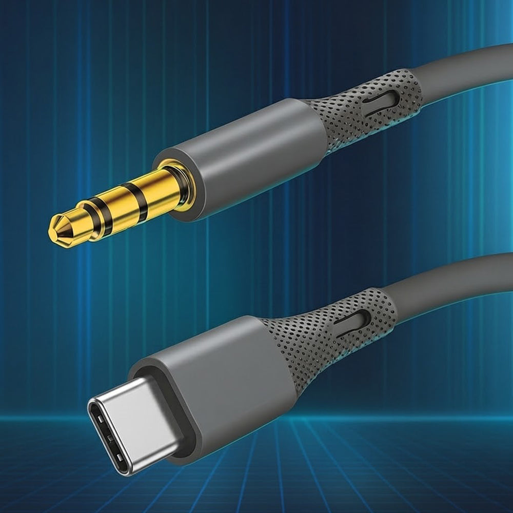 Cable Audio USB-C - 3.5mm Techsuit AC4 SoundFlex, 1m, Gris