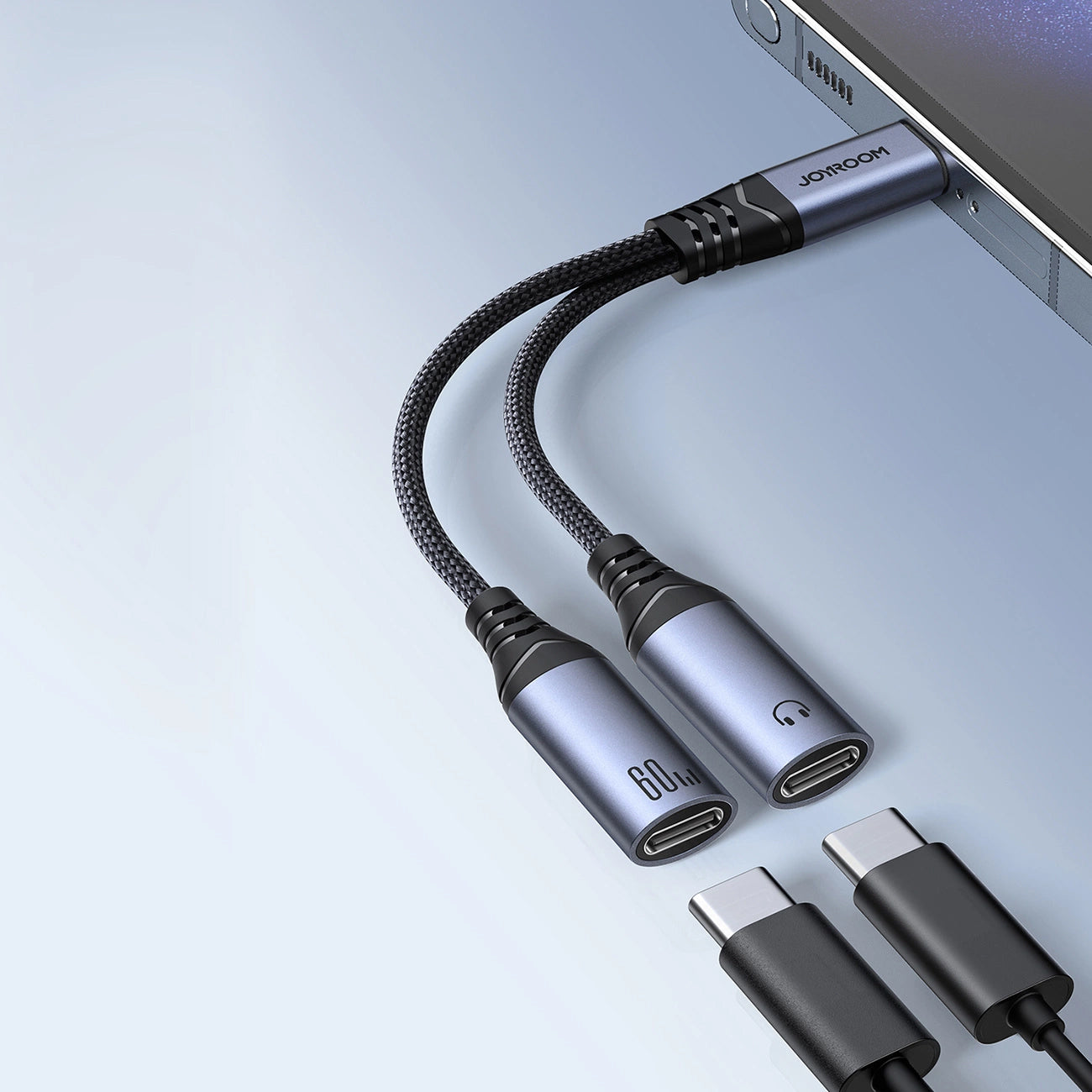 Cable de Audio USB-C - 2 x USB-C Joyroom SY-C03, 0.14m, Negro