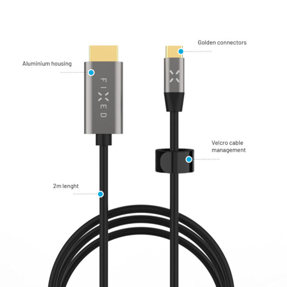 Cable de Audio y Video USB-C - HDMI Fixed, 2m, Gris