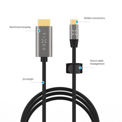 Cable de Audio y Video USB-C - HDMI Fixed, 2m, Gris