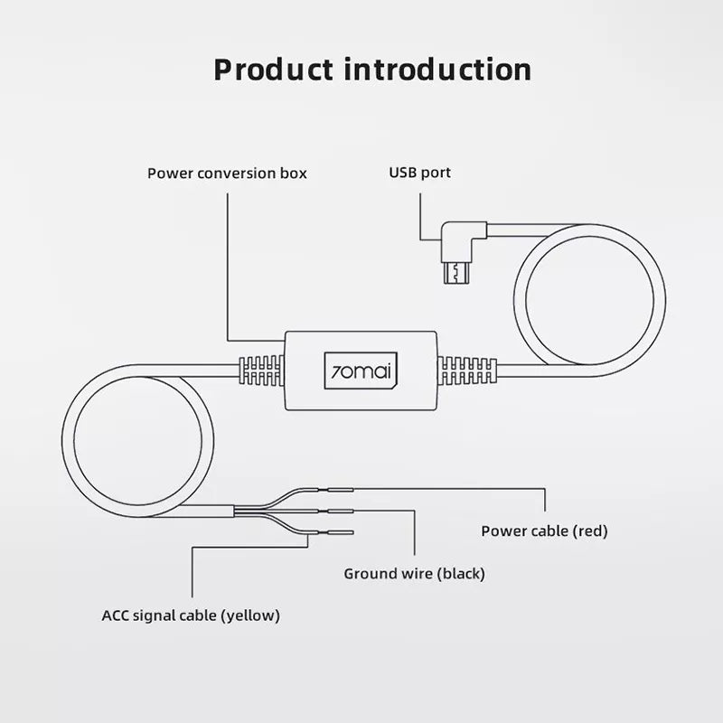 Hardwire 70mai Midrive Kit UP02, microUSB, 3m