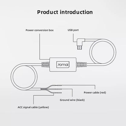 Hardwire 70mai Midrive Kit UP02, microUSB, 3m