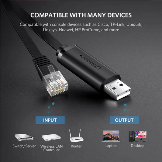 Cable de Consola USB UGREEN CM204, RJ45, 3m, Negro, Reacondicionado