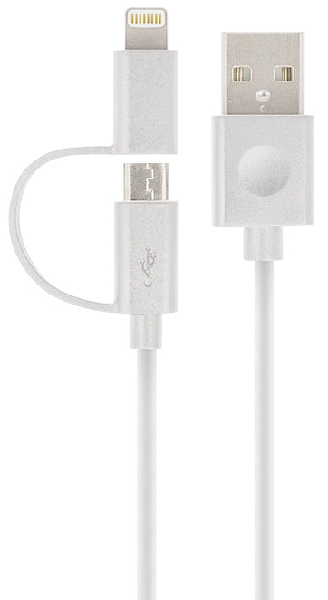 Forever MFi 2en1 USB-A - Lightning / microUSB Forever MFi 2en1, 18W, 1m, Blanco