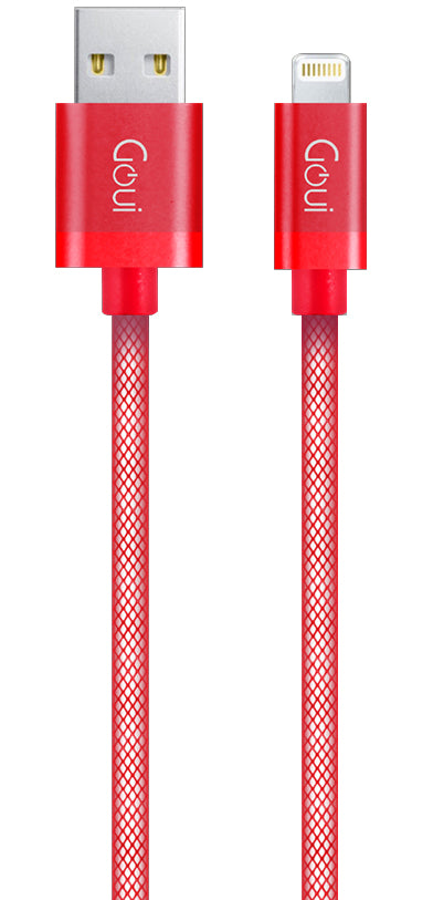 Cable de datos y carga USB-A - Lightning Goui Metallic, 18W, 1m, Rojo G-LC8PIN-02R