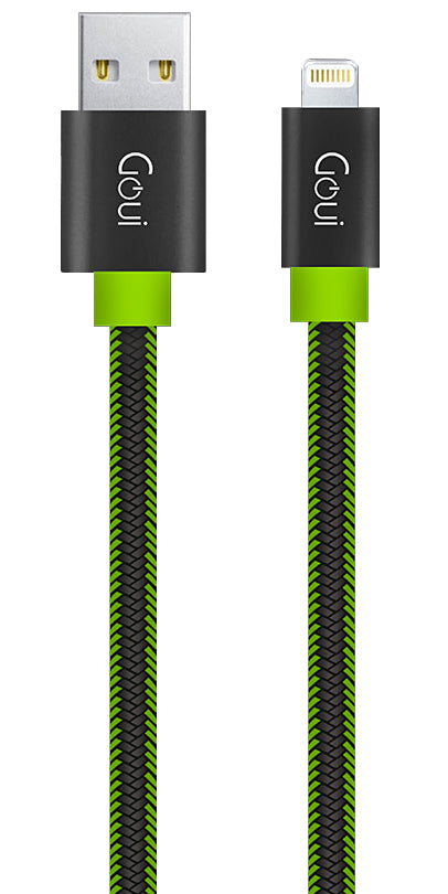 Cable de datos y carga USB-A - Lightning Goui Fashion Flat, 18W, 1m, Verde G-LC8PINFBFBF-GK