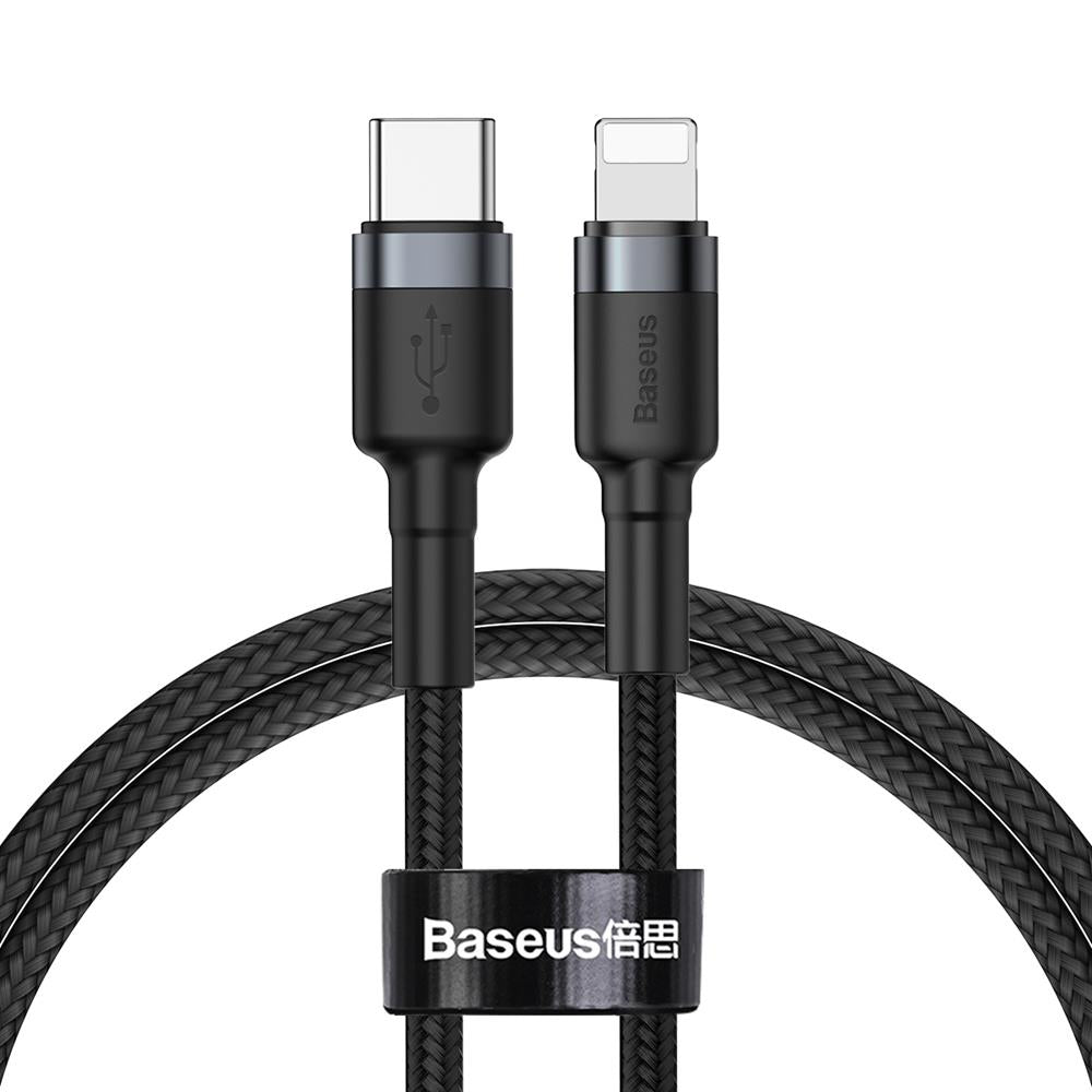 Cable de carga y datos USB-C - Lightning Baseus Cafule, 18W, 1m, Gris CATLKLF-G1 CATLKLF-G1