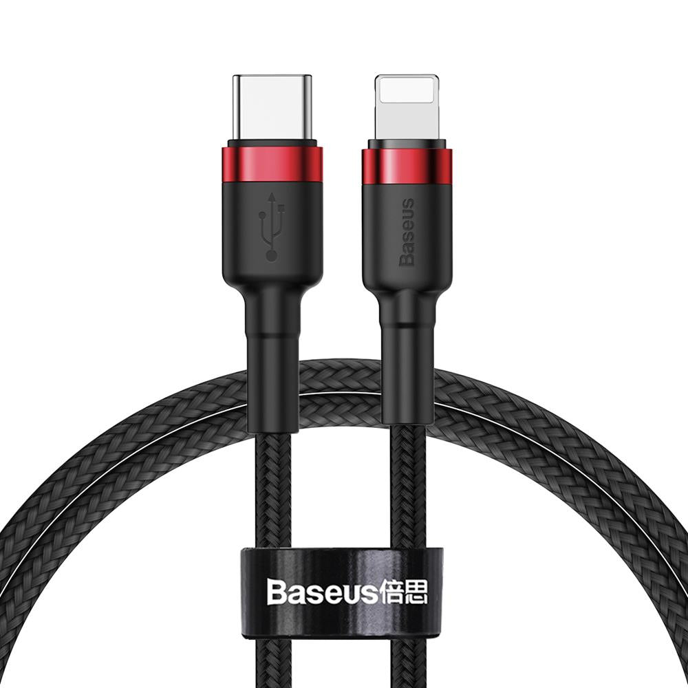 Cable de carga y datos USB-C - Lightning Baseus Cafule, 18W, 1m, Rojo CATLKLF-91