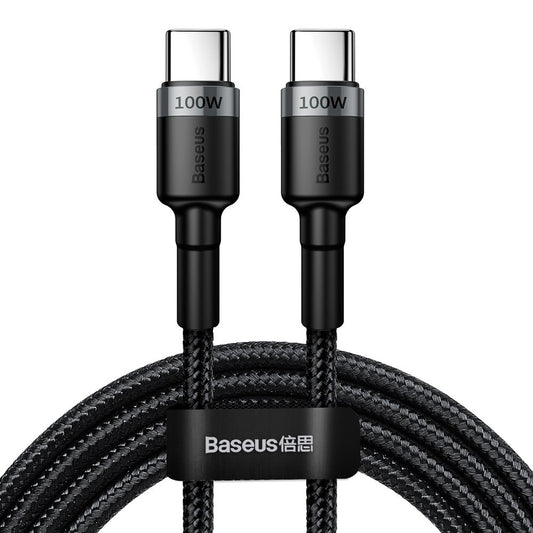 Cable de carga y datos USB-C - USB-C Baseus Cafule, 100W, 2m, Gris CATKLF-ALG1