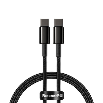 Cable de carga y datos USB-C - USB-C Baseus Tungsten Baseus Tungsten Gold, 100W, 1m, Negro CATWJ-01 CATWJ-01