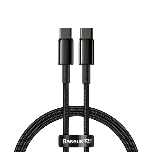 Cable de carga y datos USB-C - USB-C Baseus Tungsten Baseus Tungsten Gold, 100W, 1m, Negro CATWJ-01 CATWJ-01