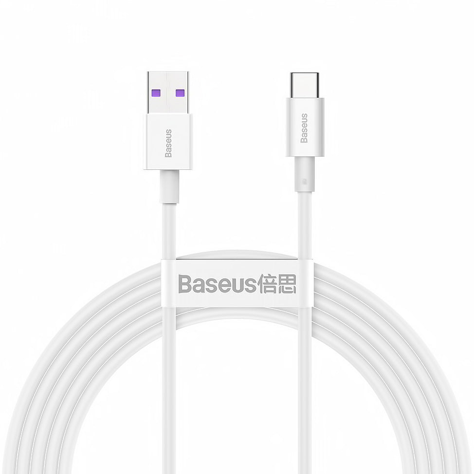 Cable de datos y carga USB-A - USB-C Baseus Superior Series, 66W, 2m, Blanco CATYS-A02