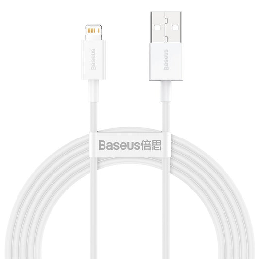 Cable de datos y carga USB-A - Lightning Baseus Superior Series, 20W, 2m, Blanco CALYS-C02