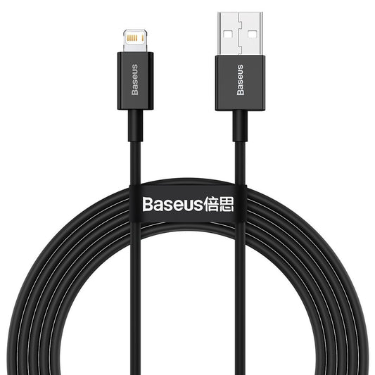 Cable de datos y carga USB-A - Lightning Baseus Superior Series, 20W, 2m, Negro CALYS-C01