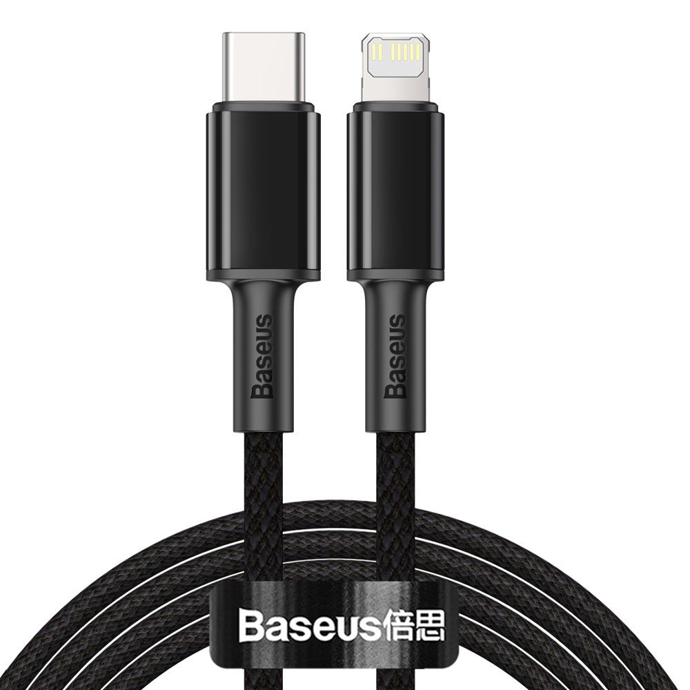 Cable de carga y datos USB-C - Lightning trenzado de alta densidad Baseus, 20 W, 2 m, negro CATLGD-A01