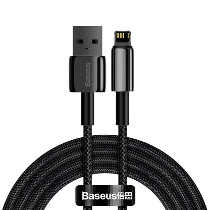 Cable de carga y datos USB a Lightning de Baseus Tungsten Gold, 2 m, 2,4 A, negro CALWJ-A01 