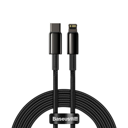 Cable de carga y datos USB-C - Lightning Baseus Tungsteno Tungsteno Oro, 20W, 2m, Negro CATLWWJ-A01