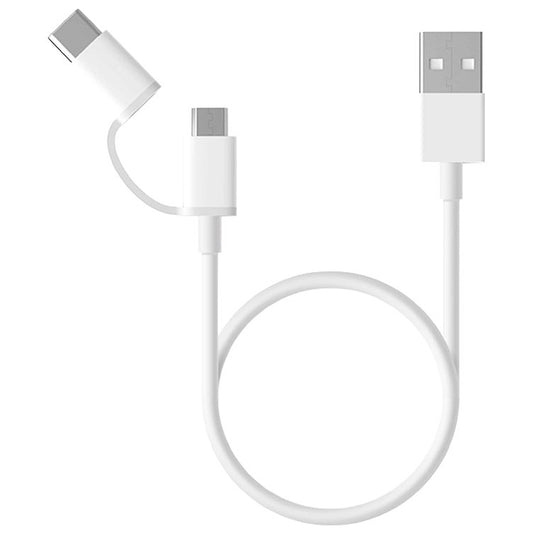 Cable de datos y carga USB-A - microUSB / USB-C Xiaomi Mi 2in1, 18W, 0,3m, Blanco SJV4083TY