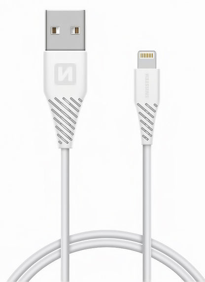 Cable de carga y datos USB-A - Lightning Swissten, 18 W, 1,2 m, blanco 71526501