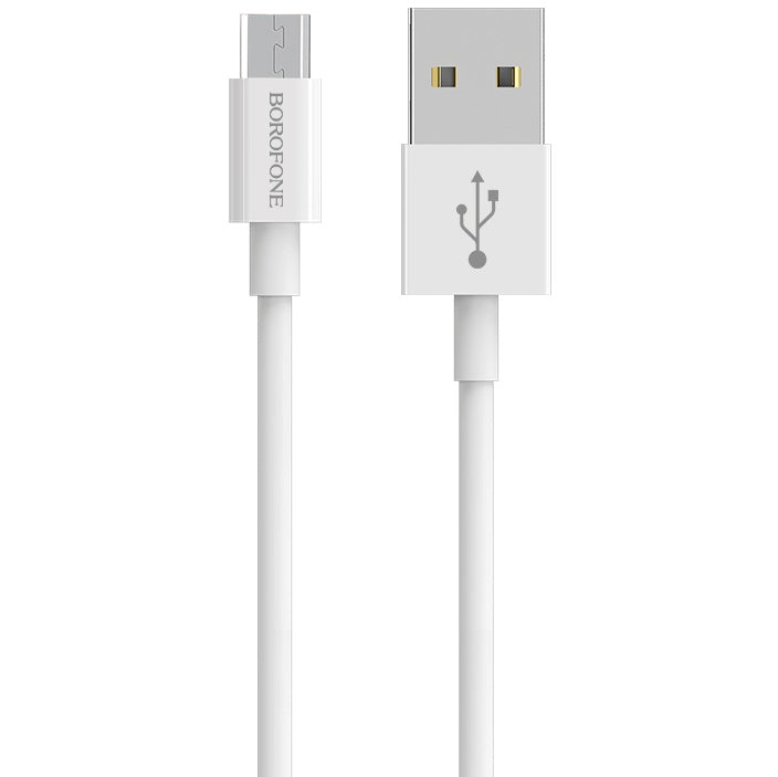 Cable de datos y carga USB-A - microUSB Borofone Bloom BX22, 18W, 1m, Blanco