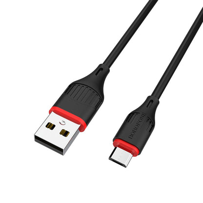 Cable de datos y carga USB-A - microUSB Borofone Enjoy BX17, 18W, 1m, Negro