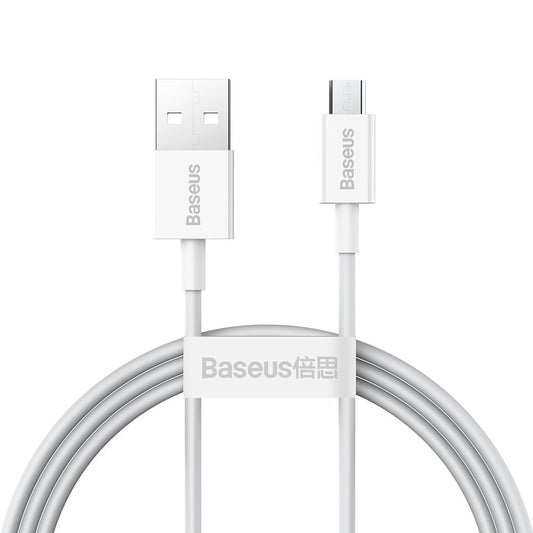 Cable de datos y carga USB-A - microUSB Baseus Superior Series, 18W, 1m, Blanco CAMYS-02