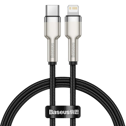 Cable de carga y datos USB-C - Lightning Baseus Cafule Metal Series, 20W, 0,25m, Negro CATLJK-01 