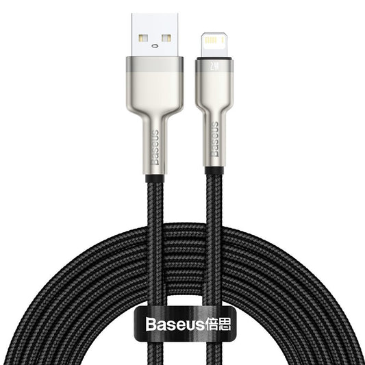 Cable de Datos y Carga USB-A - Lightning Baseus Cafule Metal Series, 18W, 2m, Negro CALJK-B01