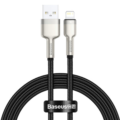 Cable de datos y carga USB-A - Lightning Baseus Cafule Metal Series, 18W, 1m, Negro CALJK-A01 