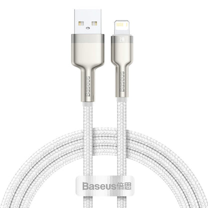 Cable de datos y carga USB-A - Lightning Baseus Cafule Metal Series, 18W, 1m, Blanco CALJK-A02