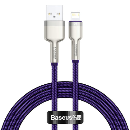 Cable de datos y carga USB-A - Lightning Baseus Cafule Metal Series, 18W, 1m, Morado CALJK-A05