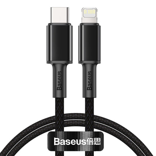 Cable de carga y datos USB-C - Lightning trenzado de alta densidad Baseus, 20 W, 1 m, negro CATLGD-01