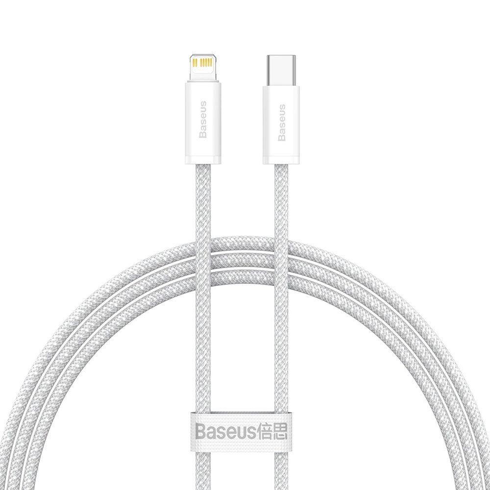 Cable de carga y datos de carga rápida dinámica USB-C - Lightning Baseus, 20 W, 1 m, blanco CALD000002