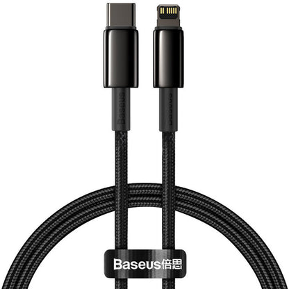 Cable de carga y datos USB-C - Lightning Baseus Tungsteno Tungsteno Oro, 20W, 1m, Negro CATLWJ-01 CATLWJ-01