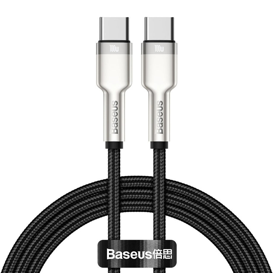 Cable de carga y datos USB-C - USB-C Baseus Cafule Metal Series, 100W, 1m, Negro CATJK-C01