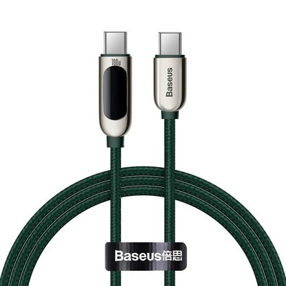 Cable de carga y datos USB-C - Carga rápida USB-C Baseus Display, 100 W, 1 m, verde CATSK-B06