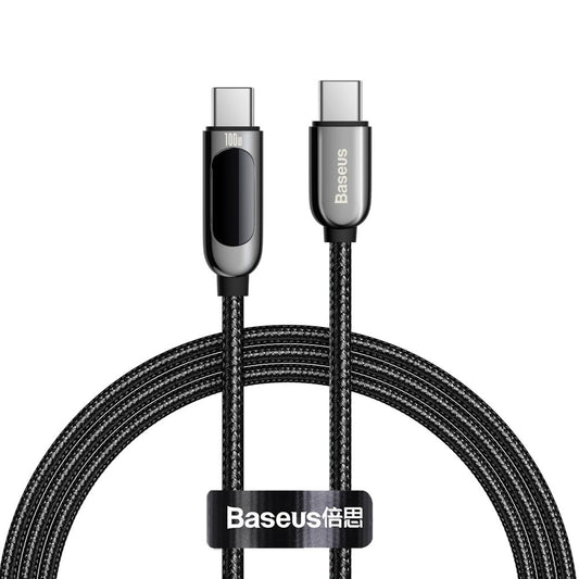 Cable de carga y datos USB-C - USB-C Baseus Display, 100W, 1m, Negro CATSK-B01