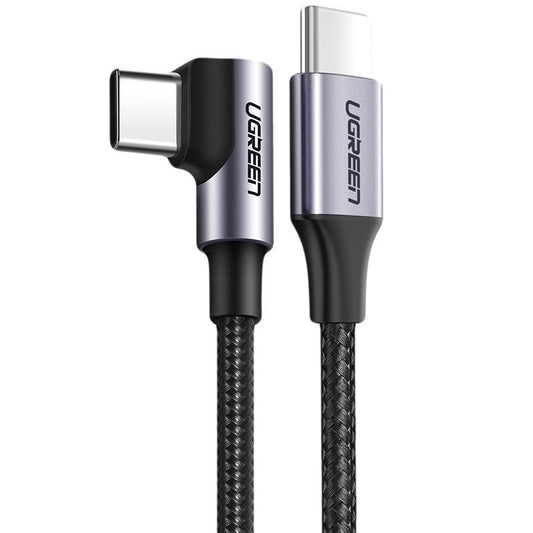 Cable de carga y datos USB-C - USB-C UGREEN US255 USB-C Angled, 60W, 1m, Gris