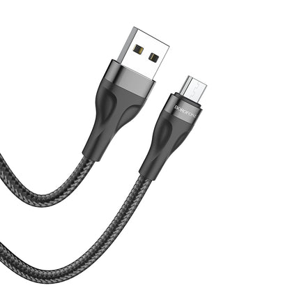 Cable de datos y carga USB-A - microUSB Borofone BX61, 18W, 1m, Negro