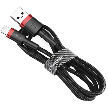 Cable de datos y carga USB-A - Lightning Baseus Cafule, 18W, 0.5m, Rojo CALKLF-A19